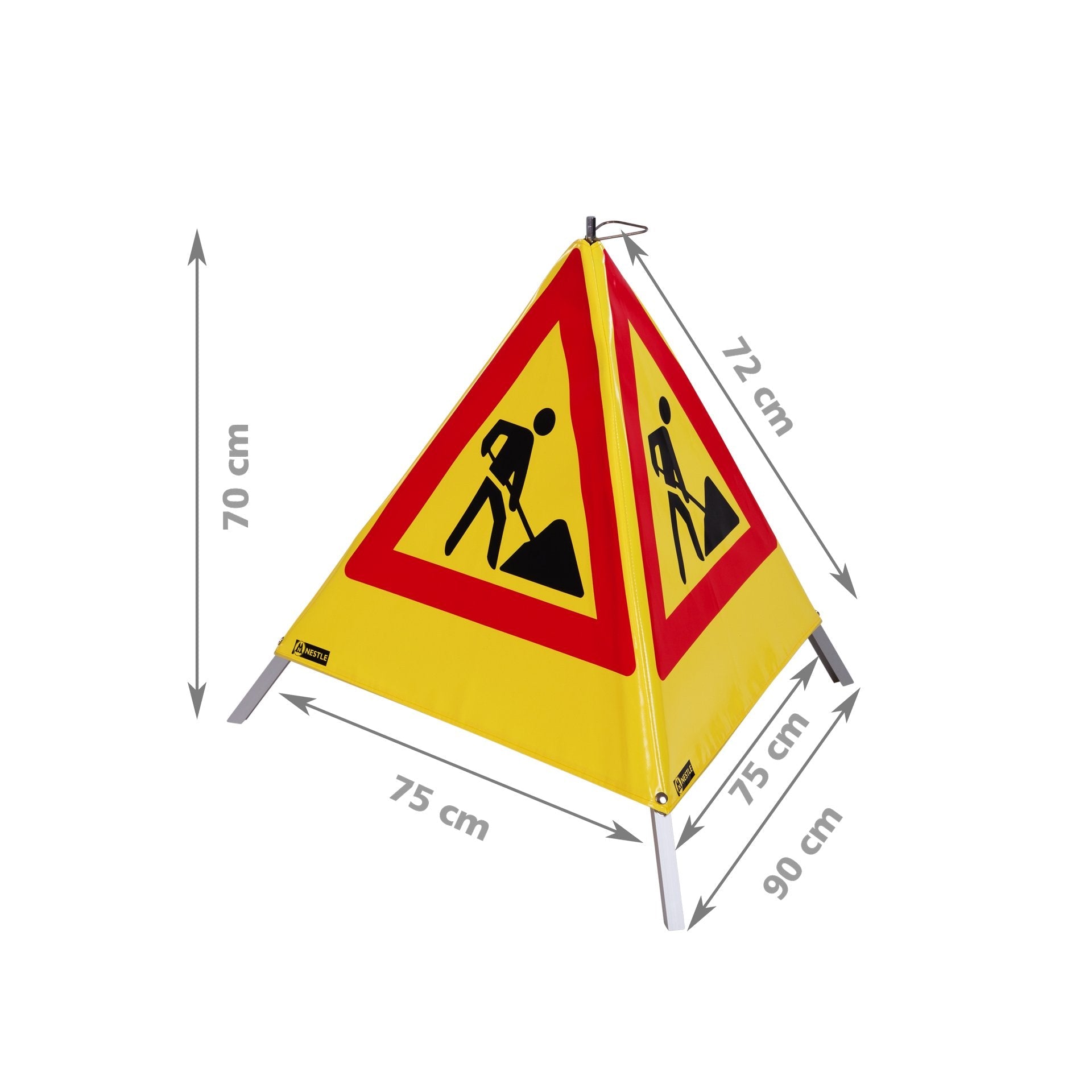 NESTLE Warnpyramide 70 cm, Schaufelmann (VZ123), gelb, mit Mittelfuß NESTLE Warnpyramide 70 cm, Schaufelmann (VZ123), gelb, mit Mittelfuß